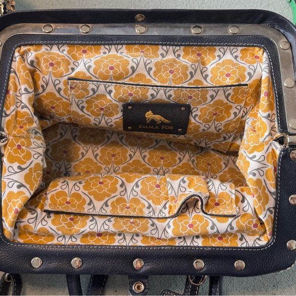 EMMA FOX NATURAL LEATHER PAISLEY PRINT FRAME SATCHEL CROSSBODY BAG - Picture 6 of 7